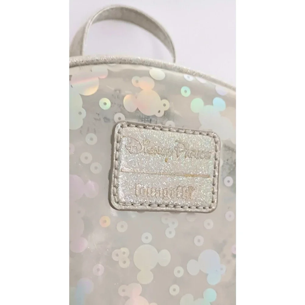 Disney Parks Loungefly Magic Mirror Metallic Mini Backpack Clear Holographic